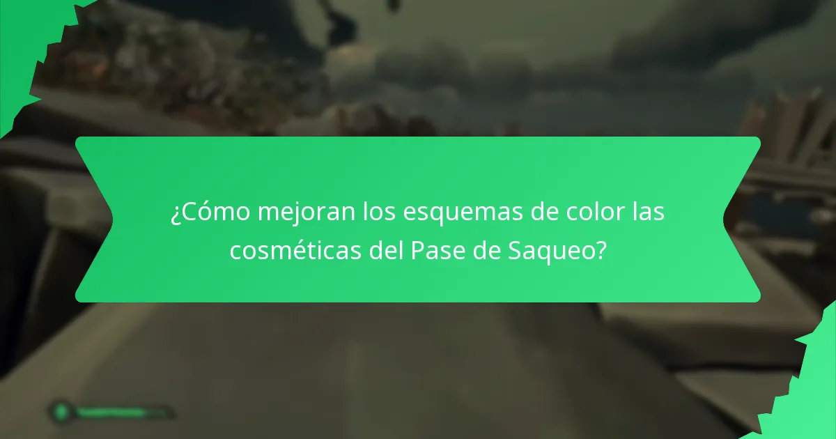 ¿Cómo mejoran los esquemas de color las cosméticas del Pase de Saqueo?